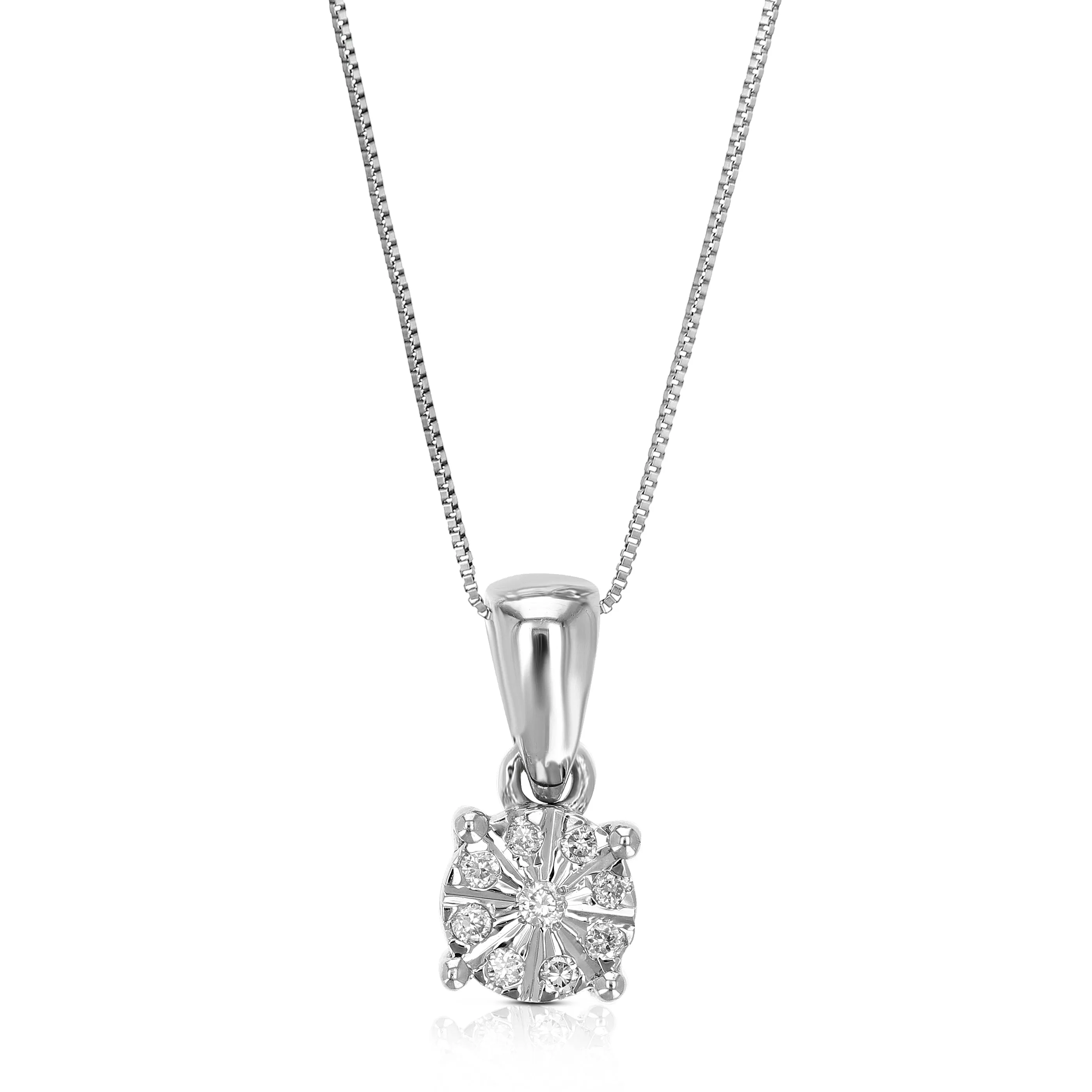 1/14 cttw Lab Grown Diamond Pendant Necklase .925 Sterling Silver 1/2 Inch with 18 Inch Chain, Size 1/2 Inch