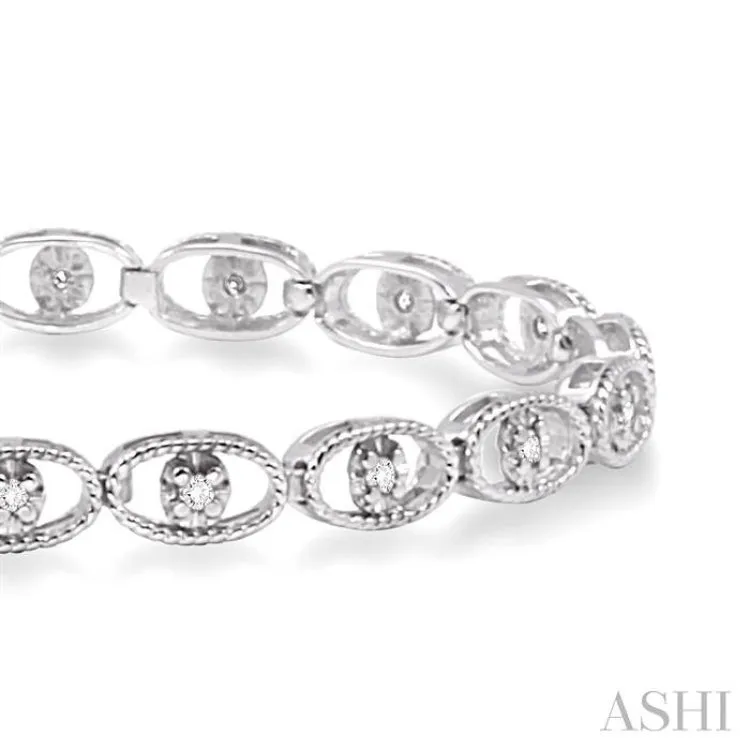 1/4 Ctw Oval Shape Single Cut Diamond Link Bracelet in 10K White Gold