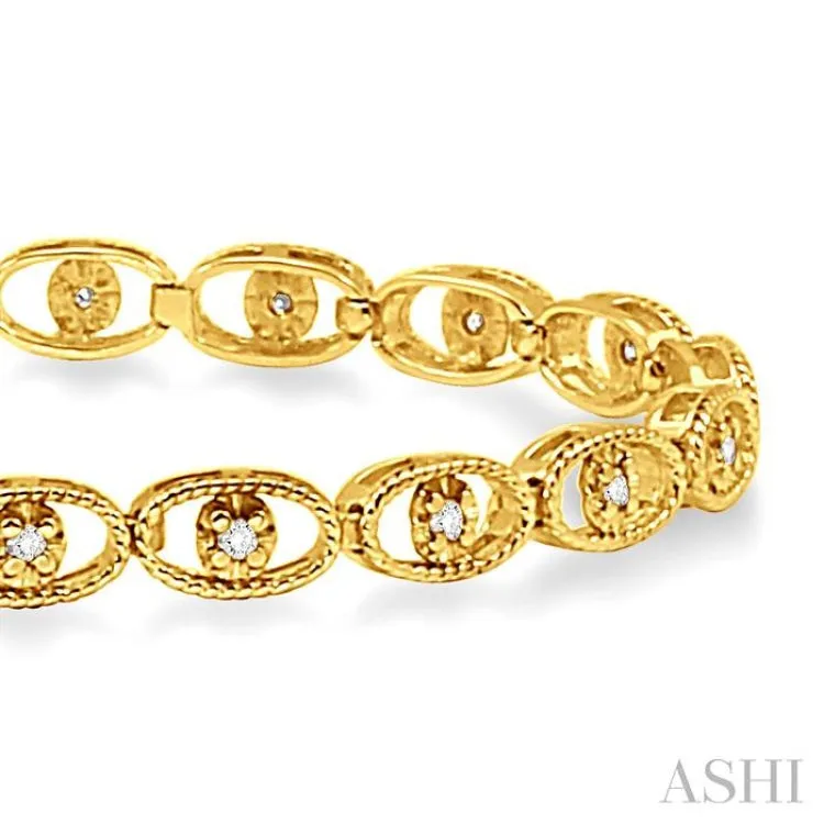 1/4 Ctw Oval Shape Single Cut Diamond Link Bracelet in 10K Yellow Gold