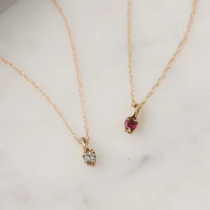 14k Gold Dainty Birthstone Necklace