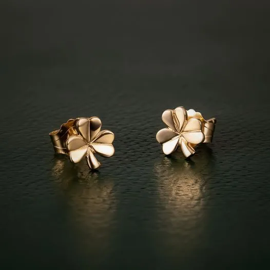 14K Shamrock Stud Small Earrings