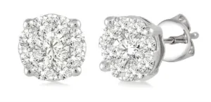 14K White Gold 0.25ctw Diamond Cluster Stud Earrings