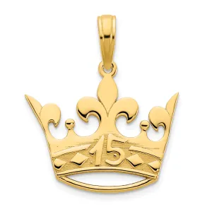 14k Yellow Gold 15 Crown Design Pendant