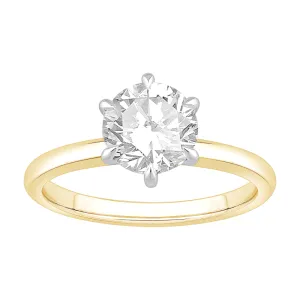 1.50ct Laboratory Grown Diamond Six Claw Solitaire Ring in 18ct Yellow Gold and 18ct White Gold