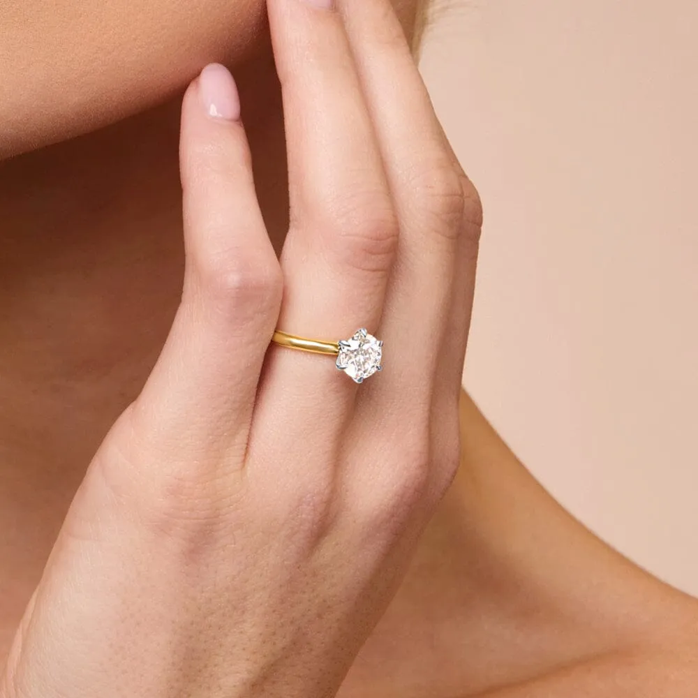 1.50ct Laboratory Grown Diamond Six Claw Solitaire Ring in 18ct Yellow Gold and 18ct White Gold