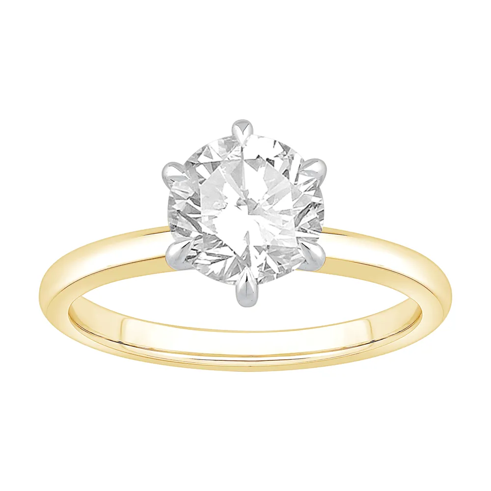 1.50ct Laboratory Grown Diamond Six Claw Solitaire Ring in 18ct Yellow Gold and 18ct White Gold