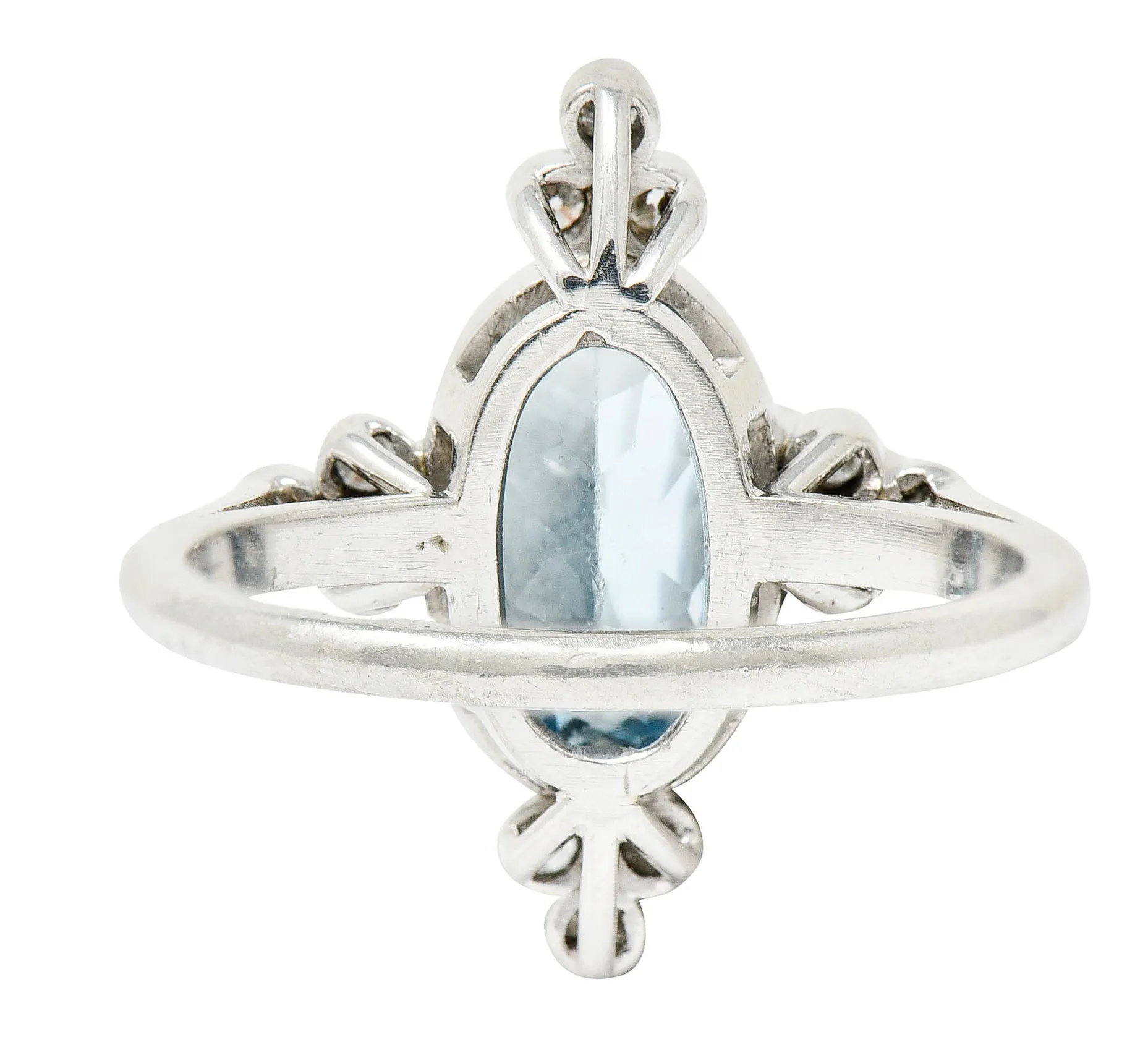 1960's Vintage 2.05 CTW Aquamarine Diamond Platinum Cluster Ring