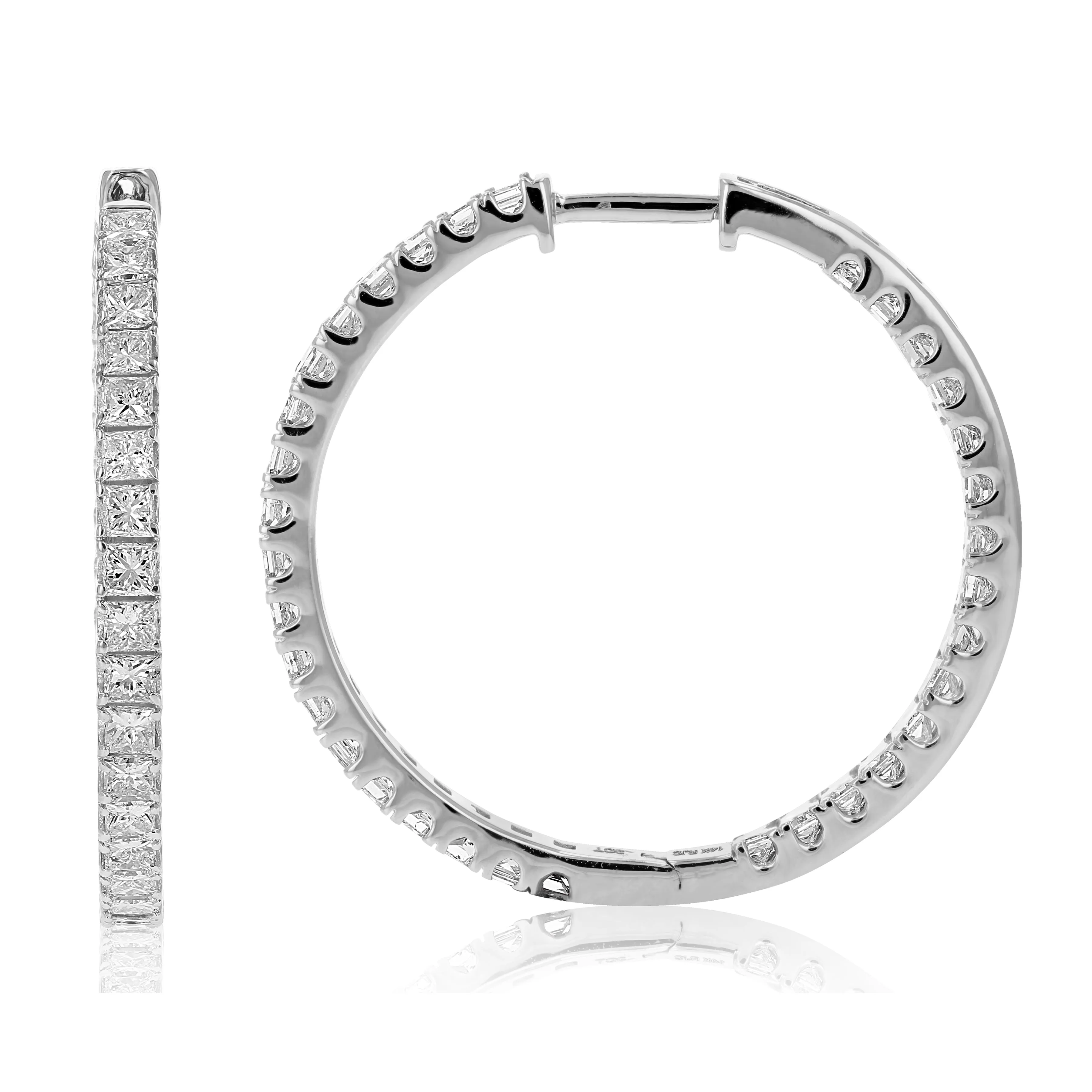 3 cttw Princess Diamond Inside Out Hoop Earrings in 14K Gold