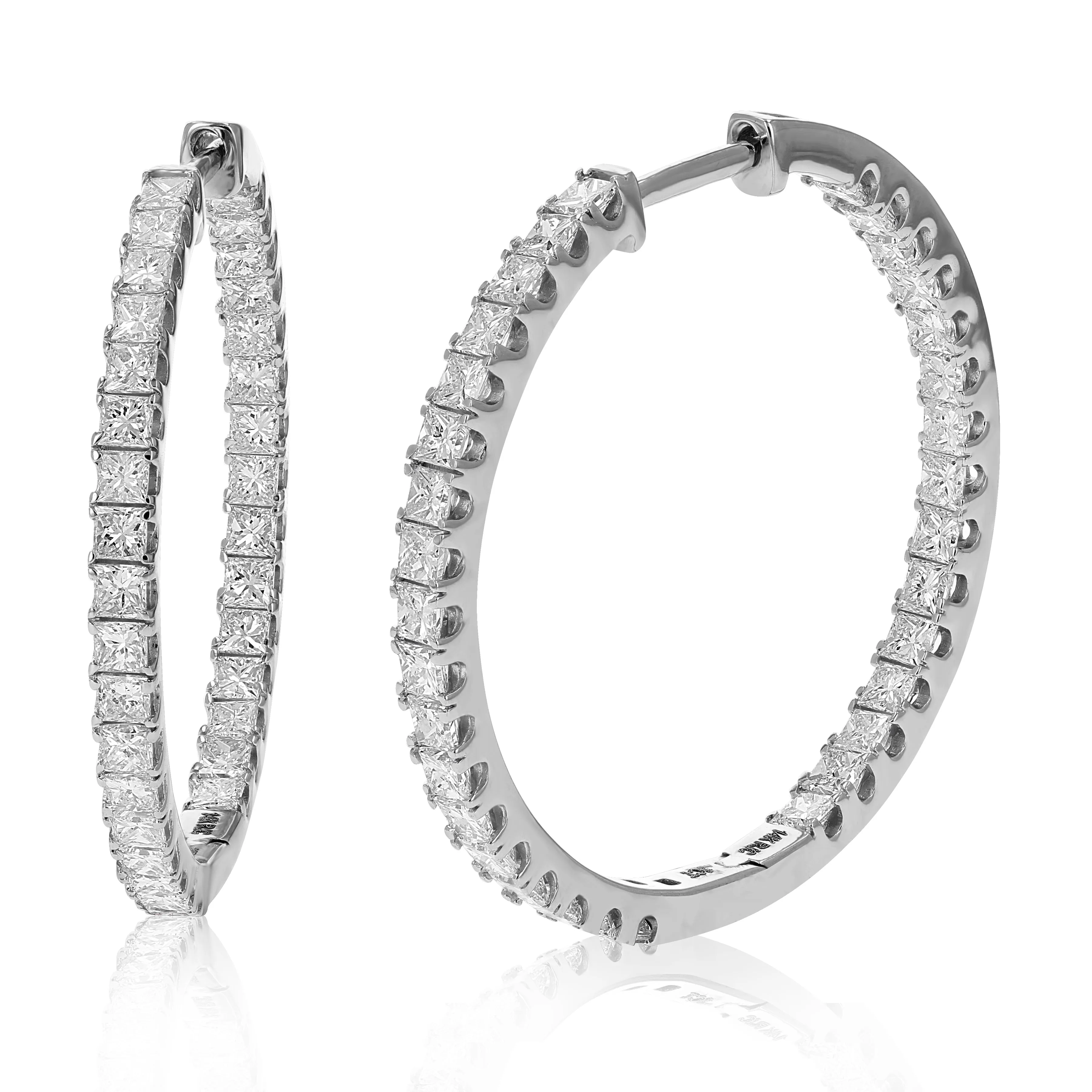 3 cttw Princess Diamond Inside Out Hoop Earrings in 14K Gold