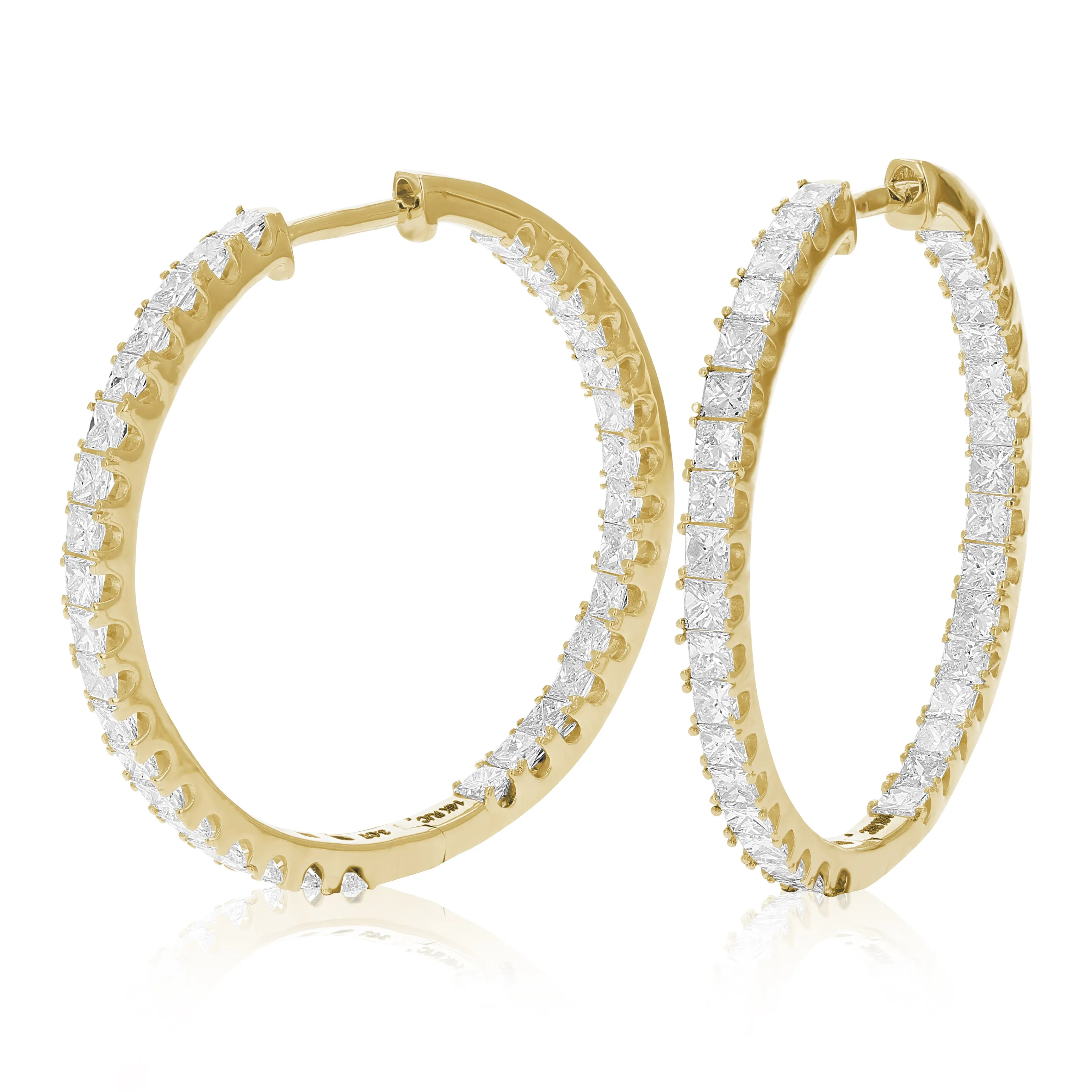 3 cttw Princess Diamond Inside Out Hoop Earrings in 14K Gold