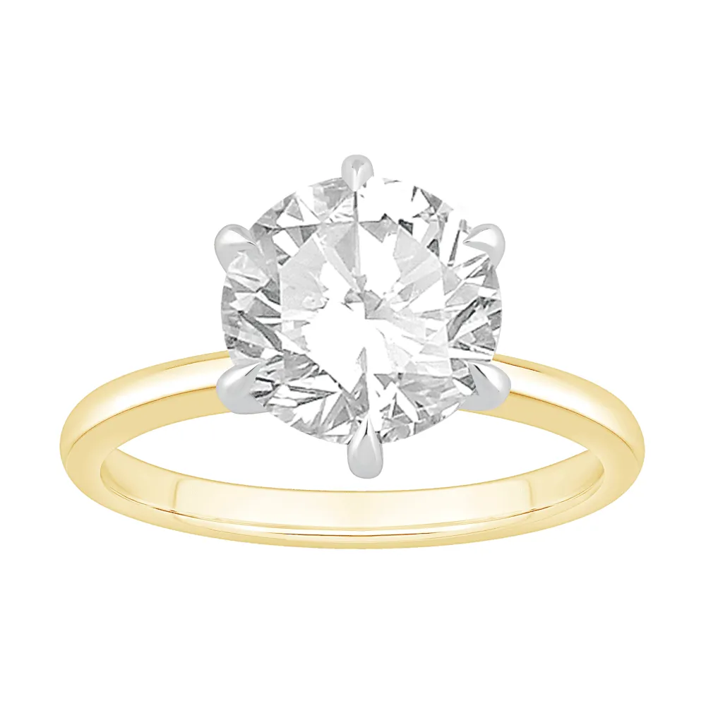 3.00ct Laboratory Grown Diamond Six Claw Solitaire Ring in 18ct Yellow Gold and 18ct White Gold