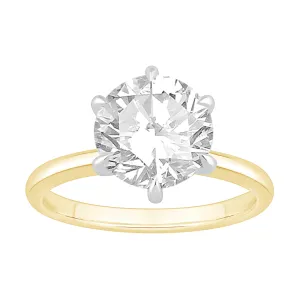 3.00ct Laboratory Grown Diamond Six Claw Solitaire Ring in 18ct Yellow Gold and 18ct White Gold