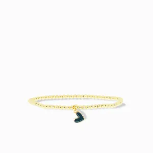 3mm stretch ball bracelet with enamel heart charm