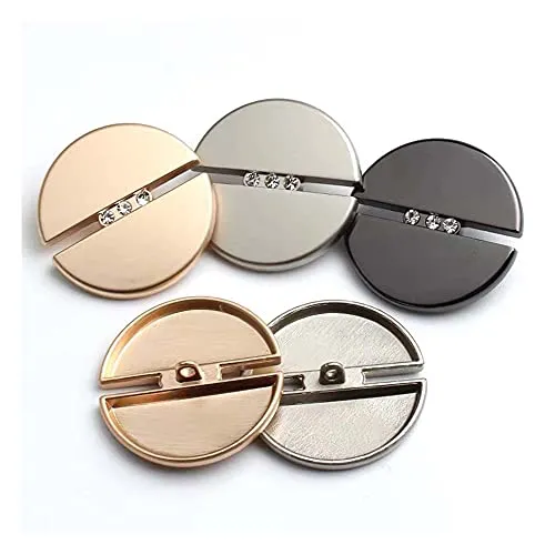 5 PCS Diamond Metal Button Round Buttons Suit Coat DIY Sewing Crafts for Decoration Buckle (Black, 23mm)