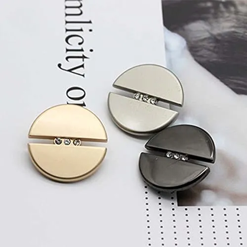 5 PCS Diamond Metal Button Round Buttons Suit Coat DIY Sewing Crafts for Decoration Buckle (Black, 23mm)