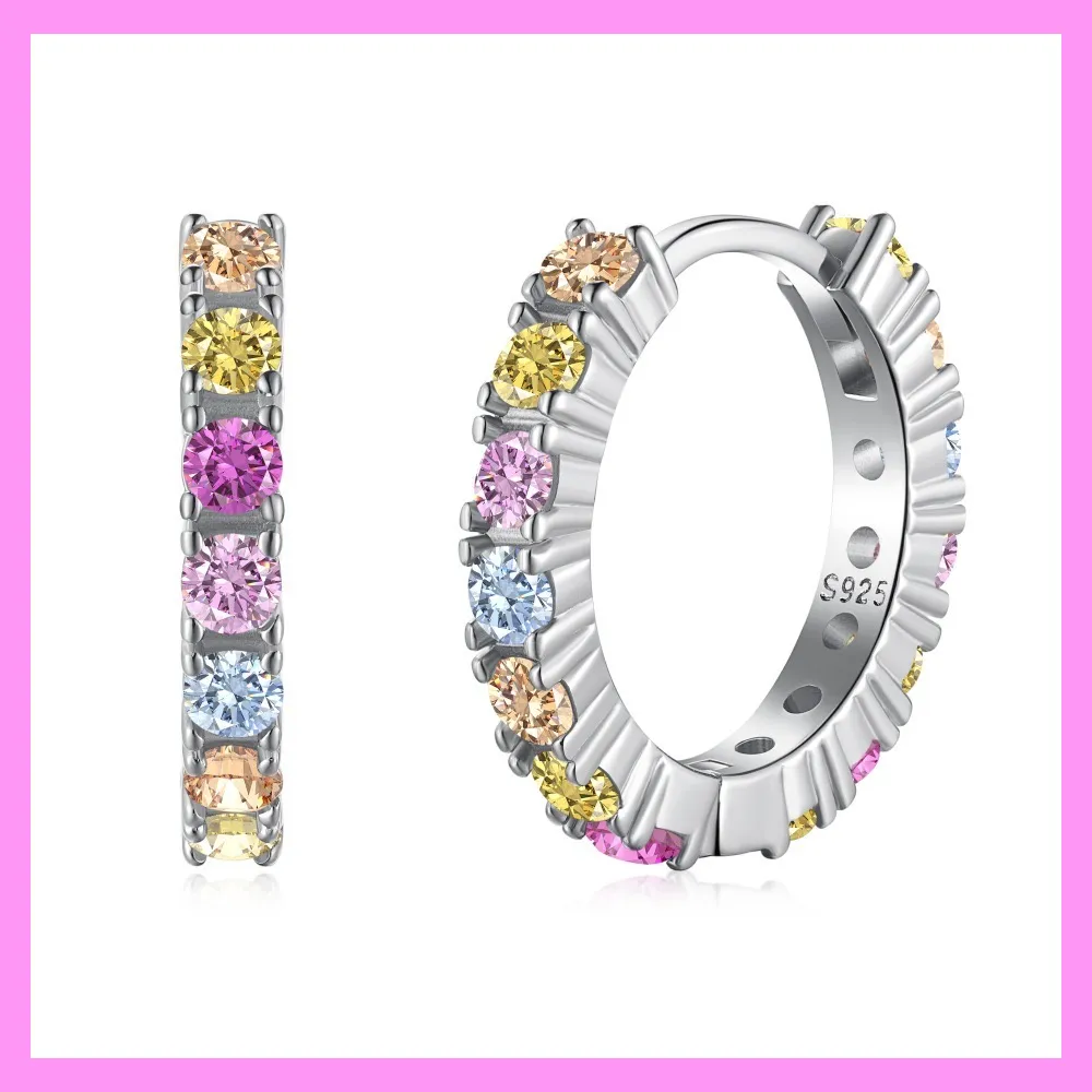 【6-58.14#】Rainbow Sparkling Earrings  for female fashion daily engagement wedding anniversary birthday present