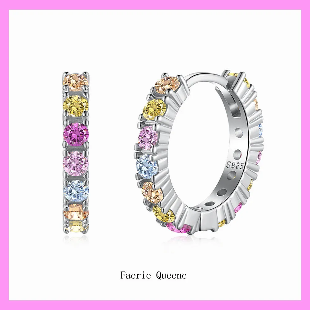 【6-58.14#】Rainbow Sparkling Earrings  for female fashion daily engagement wedding anniversary birthday present