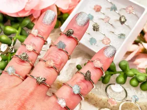 925 Silver Raw Crystal Rings