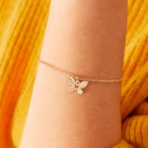 Accessorize London Women's Gold Textured Butterfly Bracelet