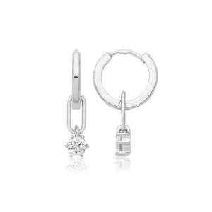 Acotis Silver Clicker Earrings Rhodium Plated Moon G51345