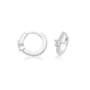 Acotis Silver Hinged Earrings Rhodium Plated Zirconia G51326