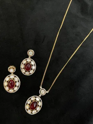 Antique Polki Pendant Necklace Set