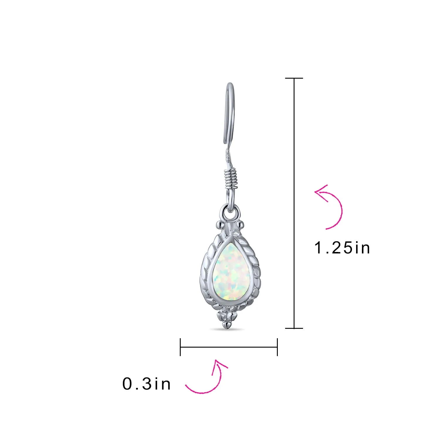 Antique Style Dangle Gemstone Earrings with Iridescent Opal in Sterling Silver