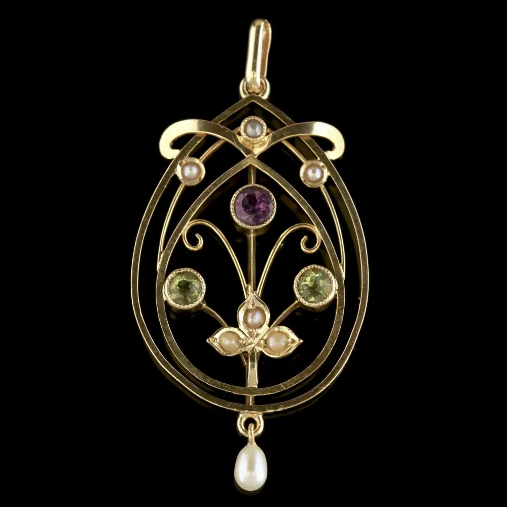 Antique Suffragette Victorian Pendant 9Ct Yellow Gold Circa 1900