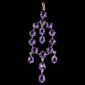 Antique Victorian Amethyst Dropper Pendant 18Ct On Silver Circa 1900