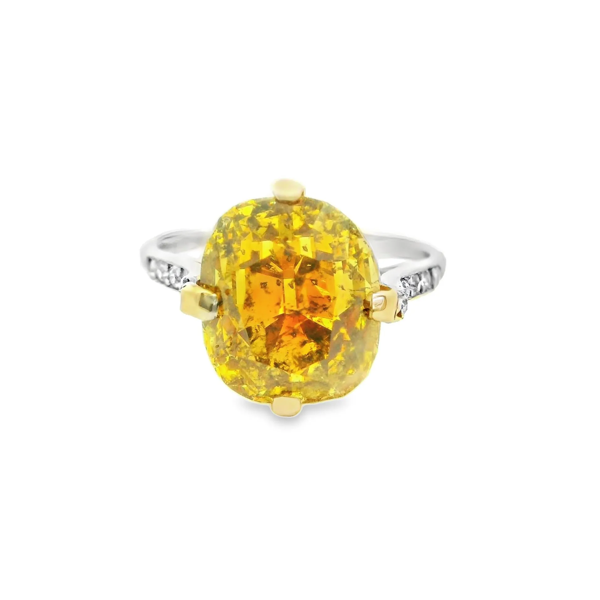 Art-Deco 6.24 Carat Fancy Deep Orange-Yellow Diamond Platinum Ring, GIA Certified