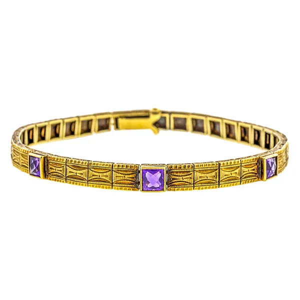 Art Deco Engraved Amethyst Bracelet