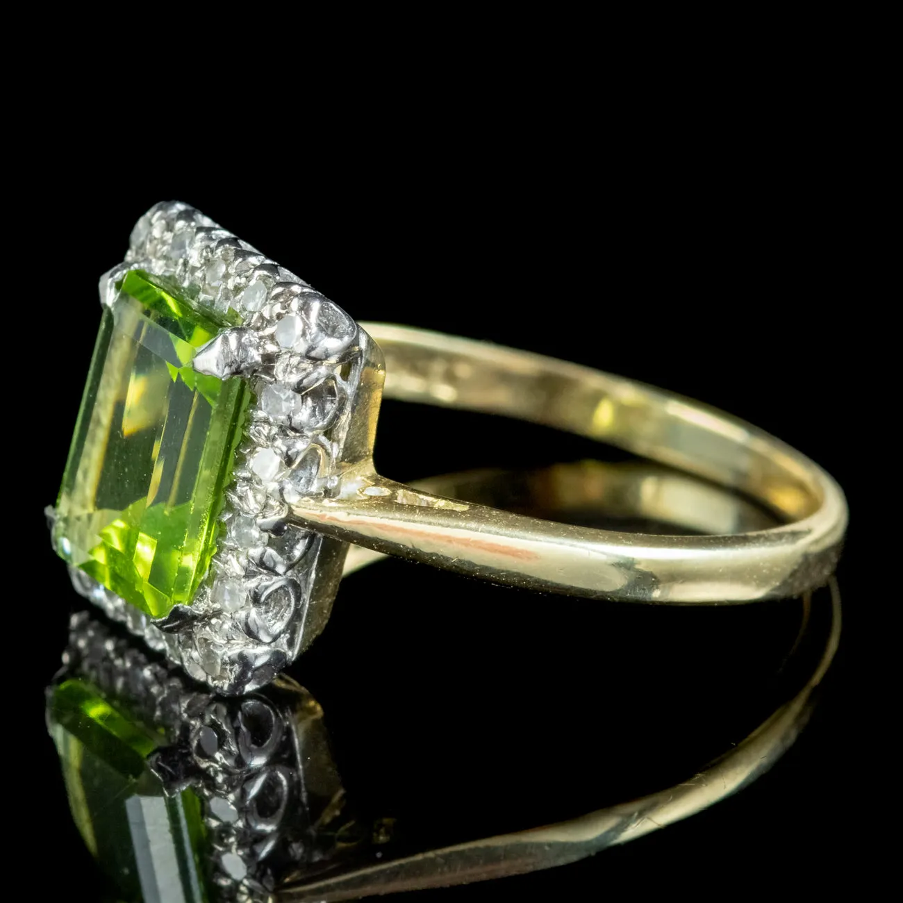 Art Deco Peridot Cluster Ring 2ct Peridot