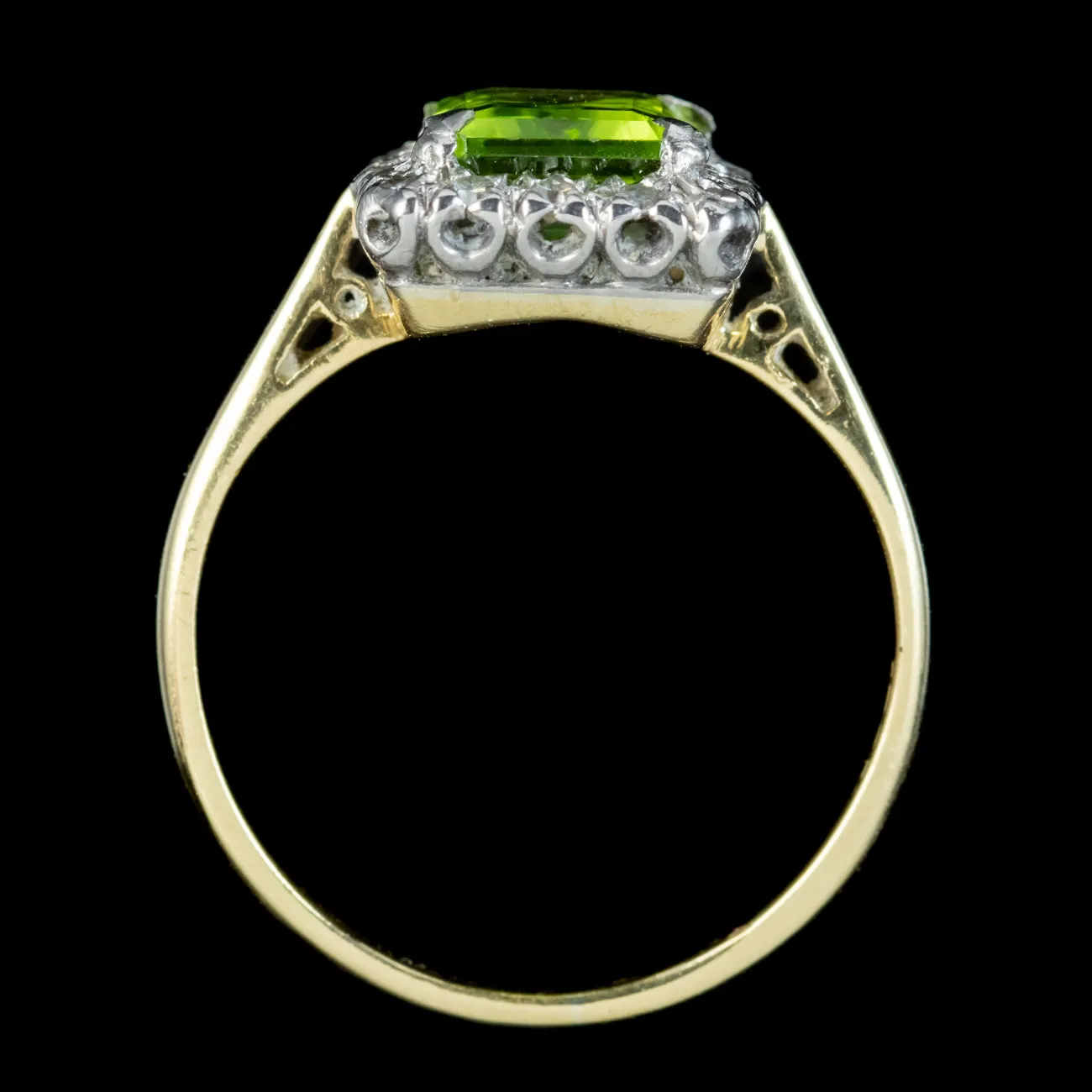 Art Deco Peridot Cluster Ring 2ct Peridot