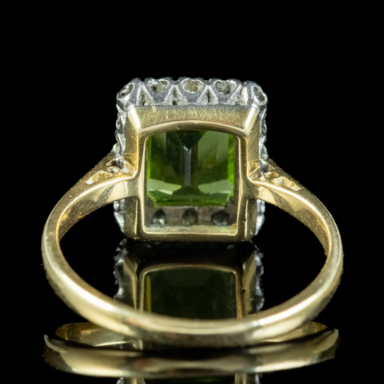 Art Deco Peridot Cluster Ring 2ct Peridot