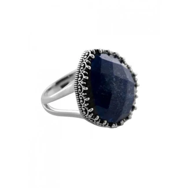 Barse Imperial Crown Ring- Navy Quartz