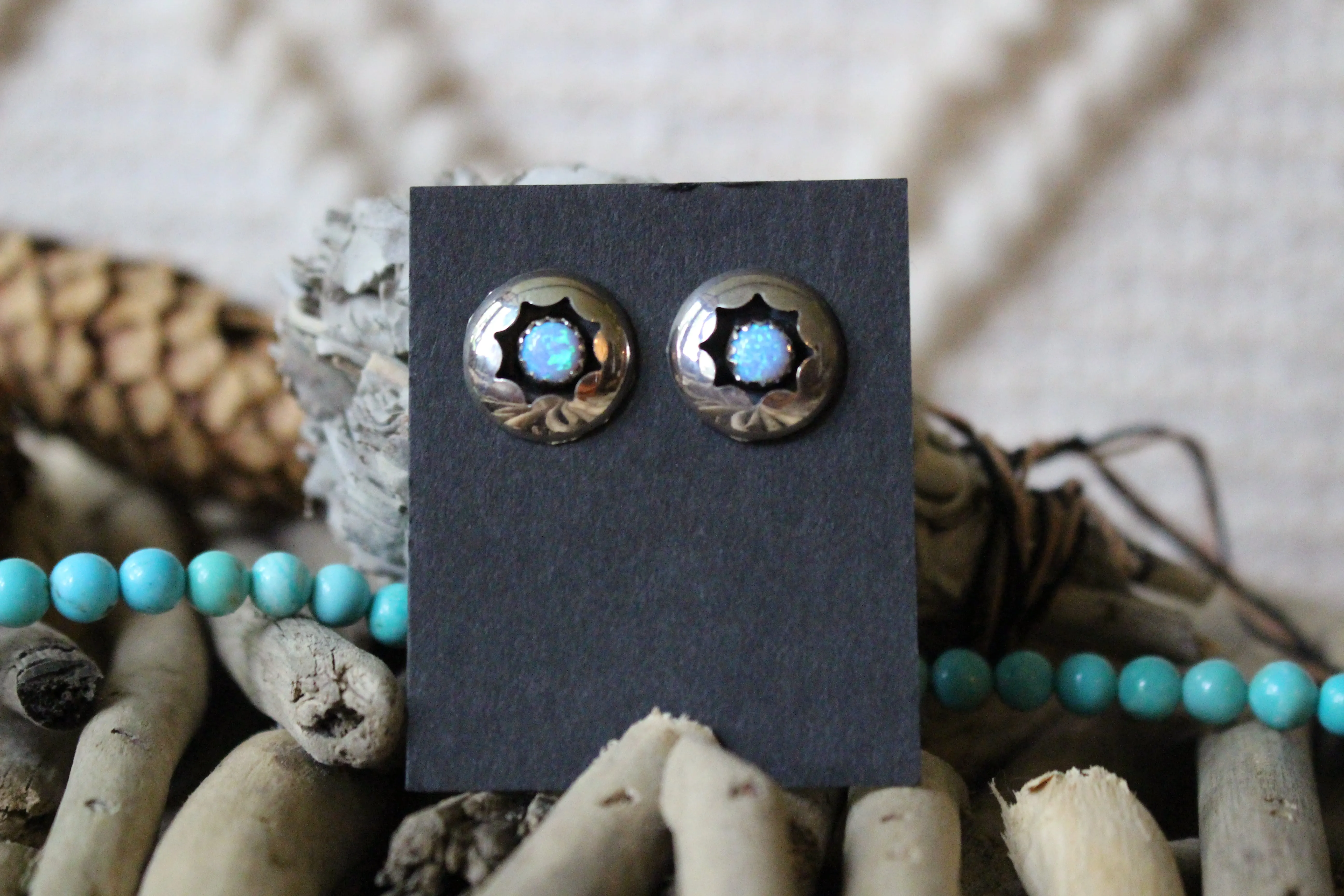 Blue Opal Sun Earrings