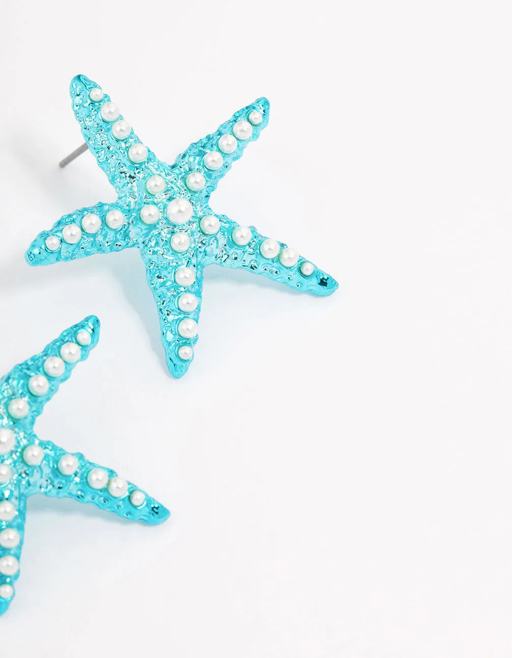 Blue Pearly Starfish Stud Earrings