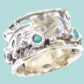 Bluenoemi Turquoise Tranquility: Sterling Silver Turquoise Ring by Israeli Designer