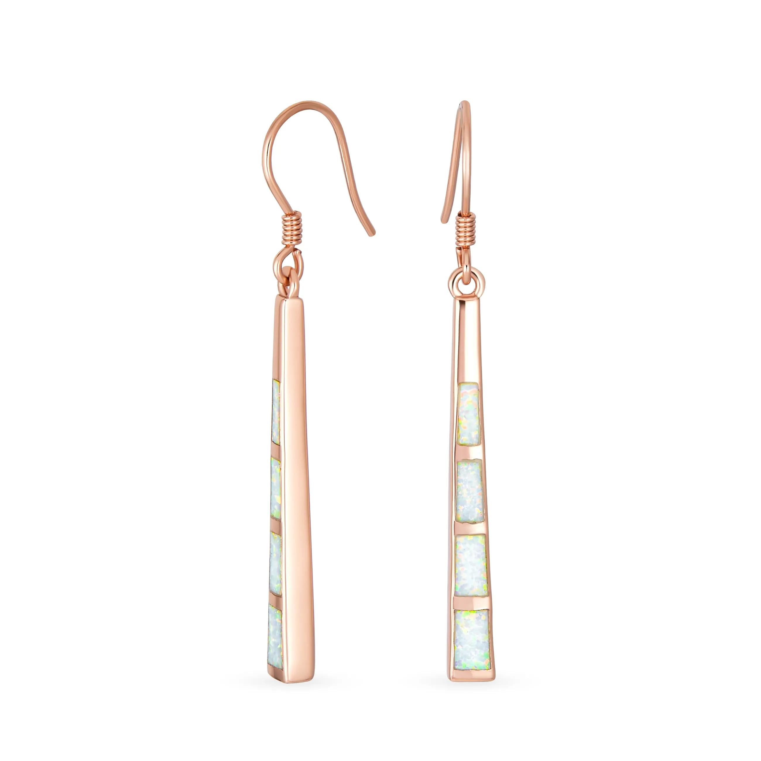 Boho Iridescent Opal Teardrop Dangle Gemstone Earrings Rose Gold Sterling Silver