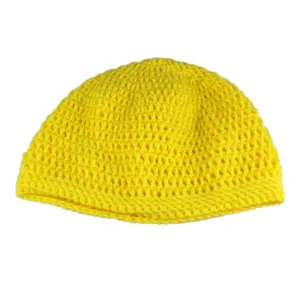 Bright Yellow Crochet Beanie Hat Medium/Large - JMCH23ML