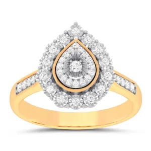 Brilliant Halo Ring with 0.15ct of Diamonds in 9ct Yellow Gold