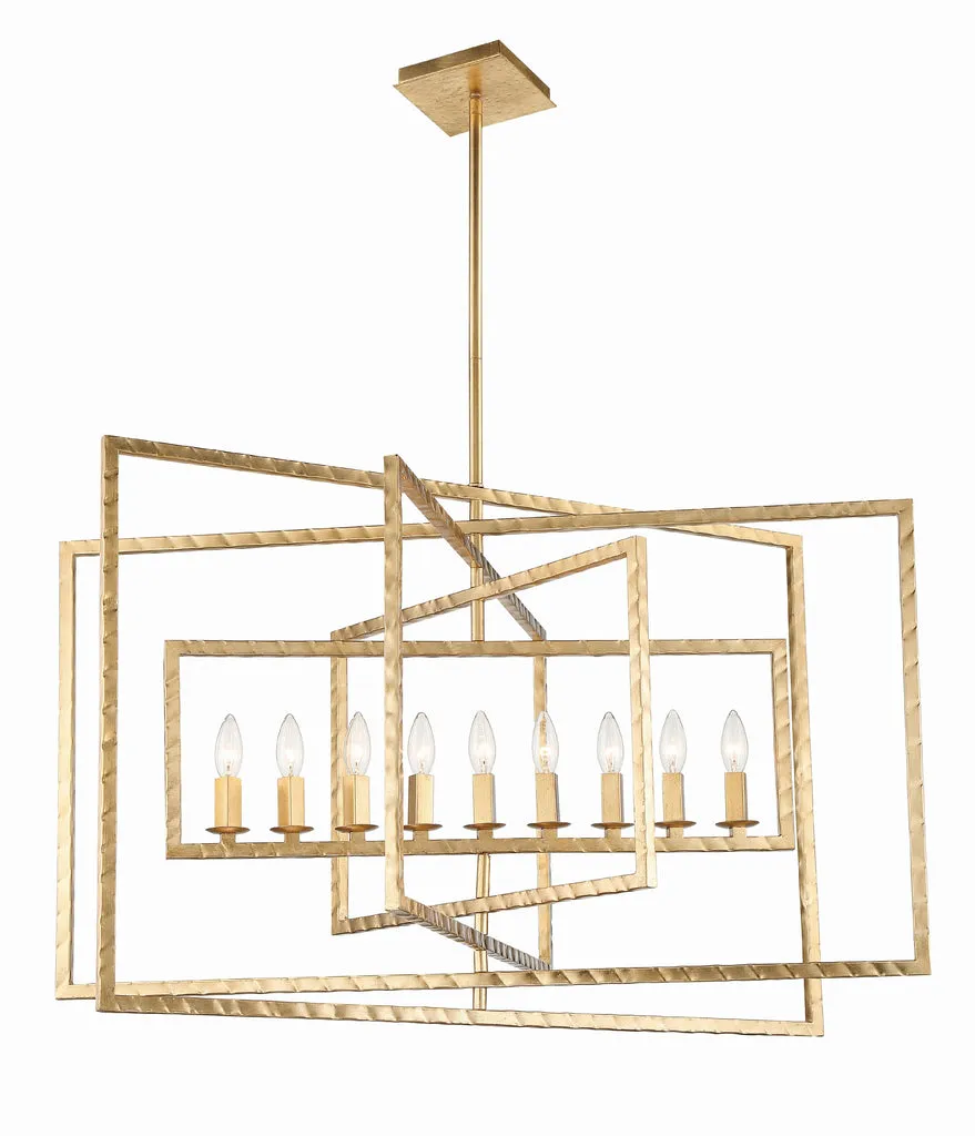 Capri 9 Light Antique Gold Chandelier