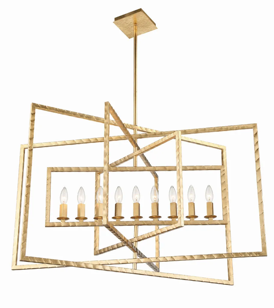 Capri 9 Light Antique Gold Chandelier