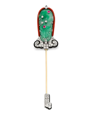 Cartier Art Deco Jade Jabot Pin