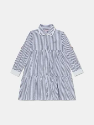 Casual Striped Poplin Shirt Dress