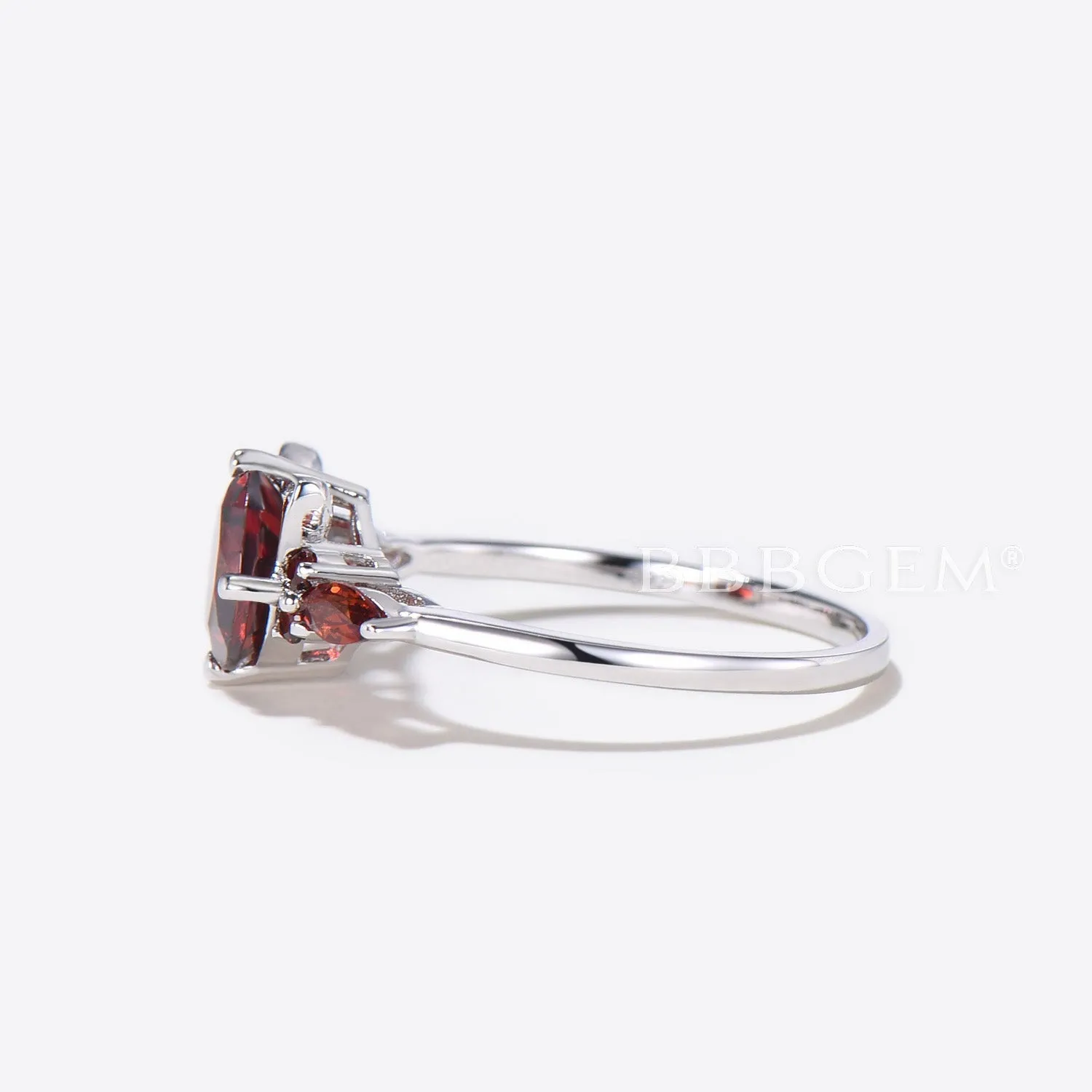 Cat Engagement Ring Round Natural Garnet Wedding Ring for Cat Lover