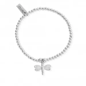 ChloBo 925 Silver Dragonfly Bead Bracelet with 3mm Round Beads