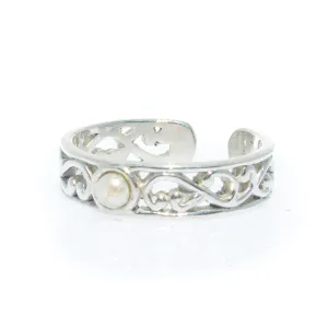 Chloe Pearl Toe Ring Silver