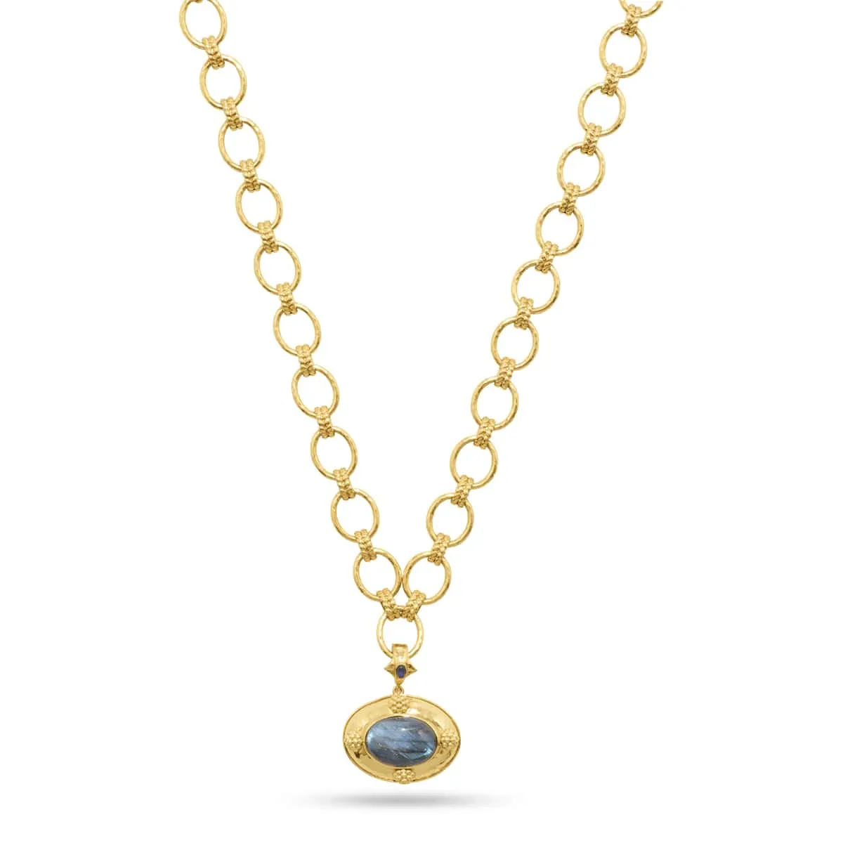 Cleopatra Pendant Necklace - Gold/Blue Labradorite