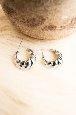 Crystal Avenue Balcony Brunch Silvertone Hoop Earrings